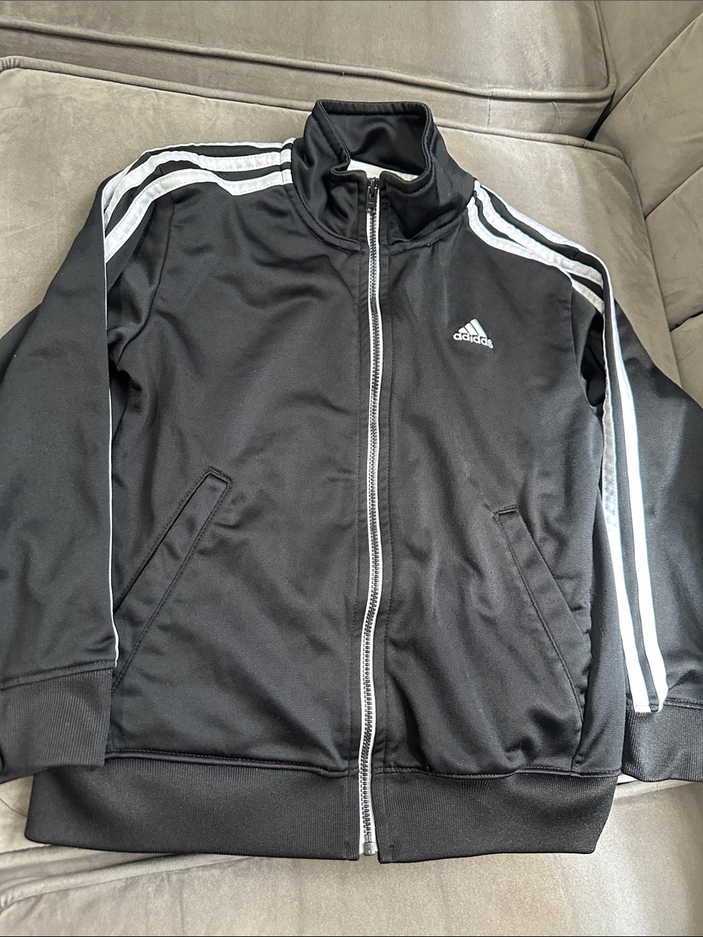 adidas Black Jacket with White Three-Stripes